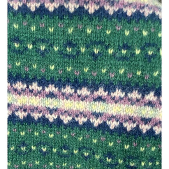 The Eagles Eye Vintage Green Sz 40 Shetland Wool Birds Eye Cardigan Sweater - Picture 8 of 10